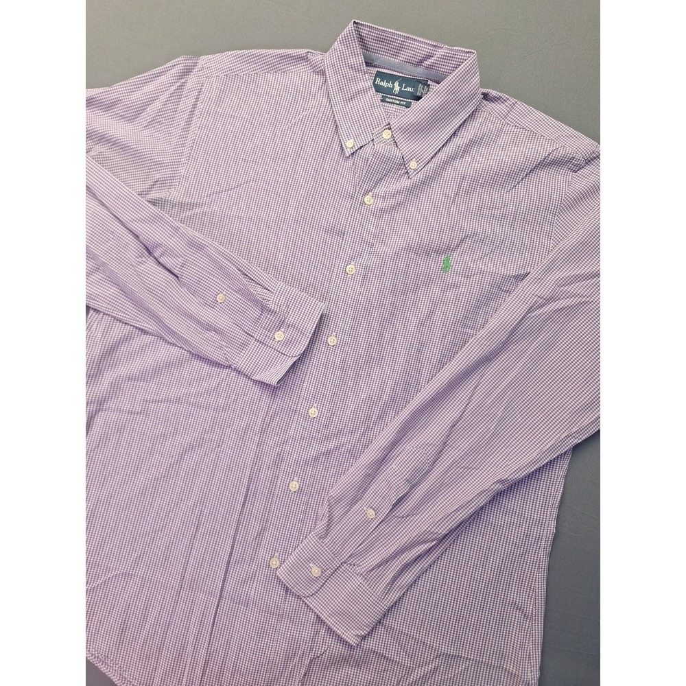 Polo Ralph Lauren Men's Custom Fit Purple Gingham Check Button-Down Shirt Preppy